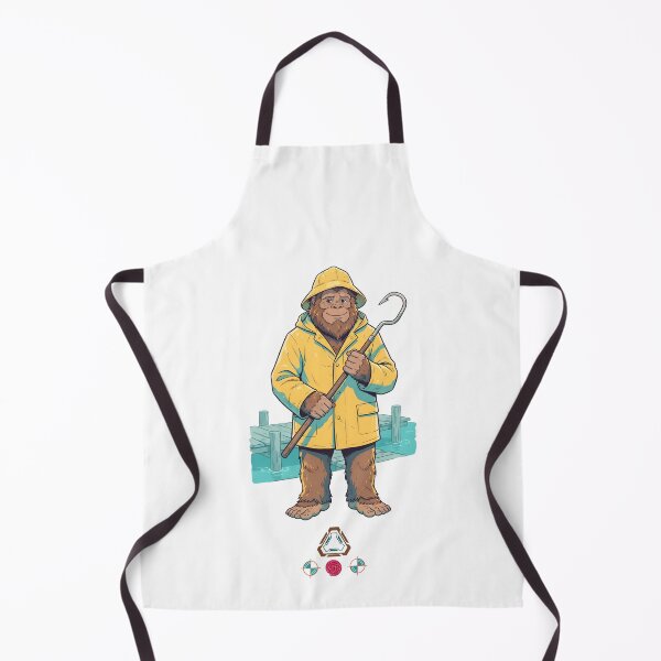 Item preview, Friendly Bigfoot Dock Worker in Yellow Raincoat and Hat with Gaff Hook designed and sold by Whimsy Trail Co.