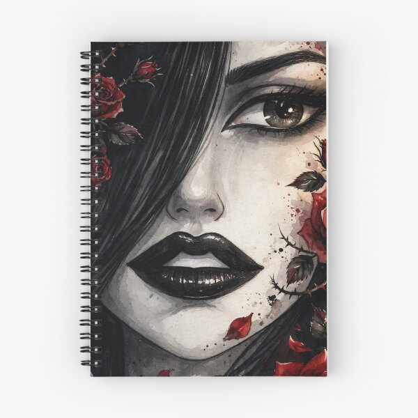 Item preview, Dark Goth Anime Girl - Red Rose Portrait Black Background designed and sold by MAISON SYLVIE.