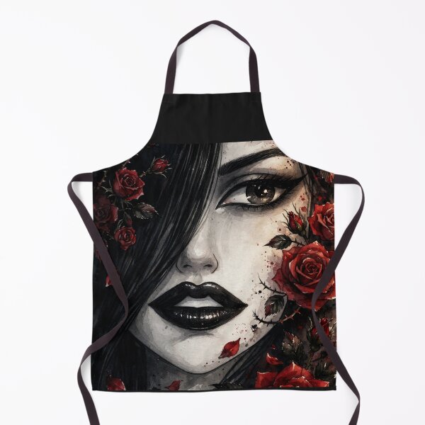 Item preview, Dark Goth Anime Girl - Red Rose Portrait Black Background designed and sold by MAISON SYLVIE.