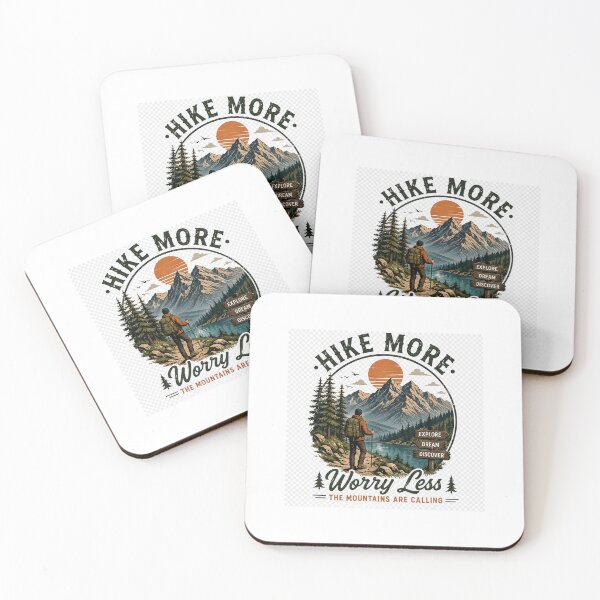 Item preview, Hike More Worry Less – Mountain Adventure Hiking Design designed and sold by     GoodVibe Prints.