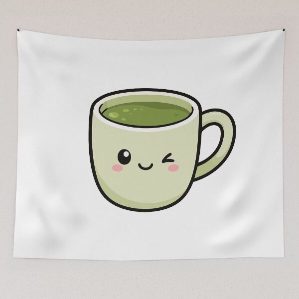 Item preview, Kawaii Winking Matcha Green Tea Cup designed and sold by VectorForge Studio.