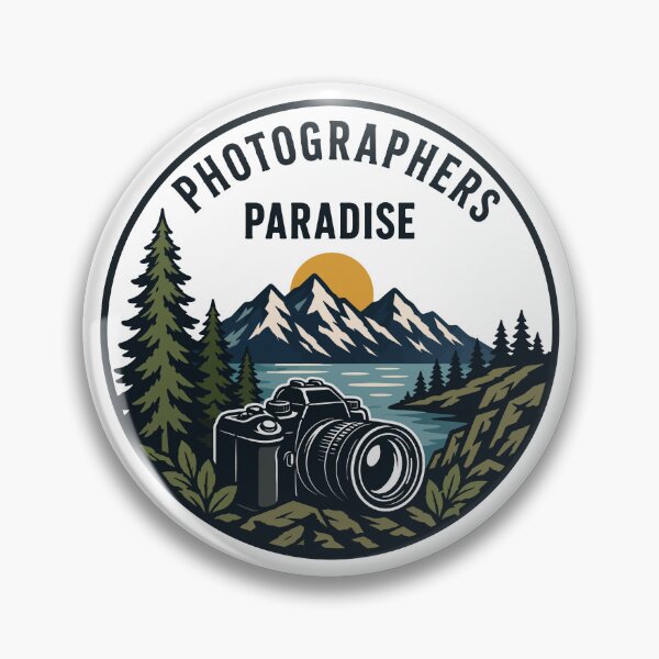 Item preview, Photographers Paradise - Vintage Outdoor Mountain Camera Badge designed and sold by TontikDesign.