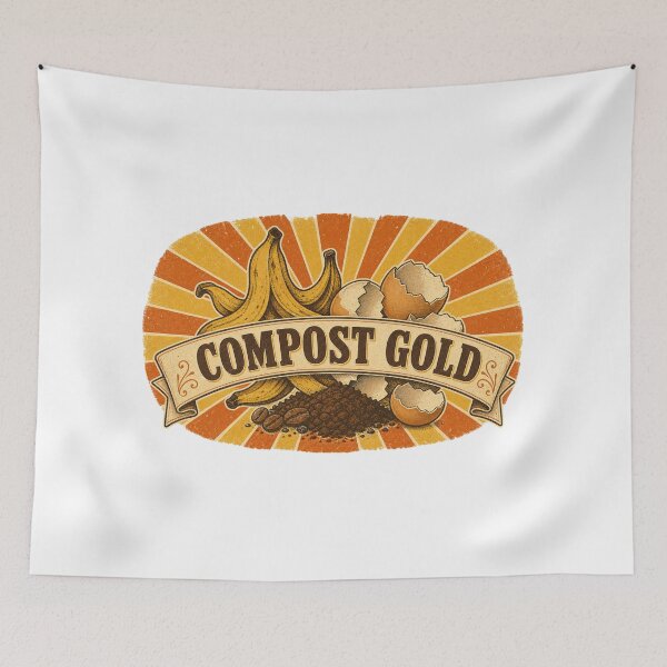 Item preview, Compost Gold Shirt, Vintage Label Style Composting T-Shirt, Retro Sunburst Garden Gift Tee, Funny Compost Scraps Graphic Shirt designed and sold by TshirtsLabs.