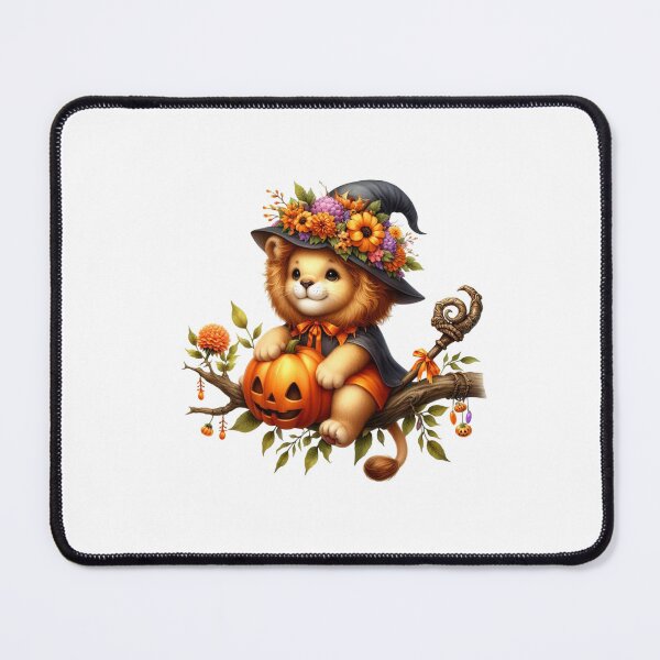 Item preview, Cute Halloween Lion Witch With Pumpkin And Flower Hat Autumn Magic designed and sold by Merchrise.