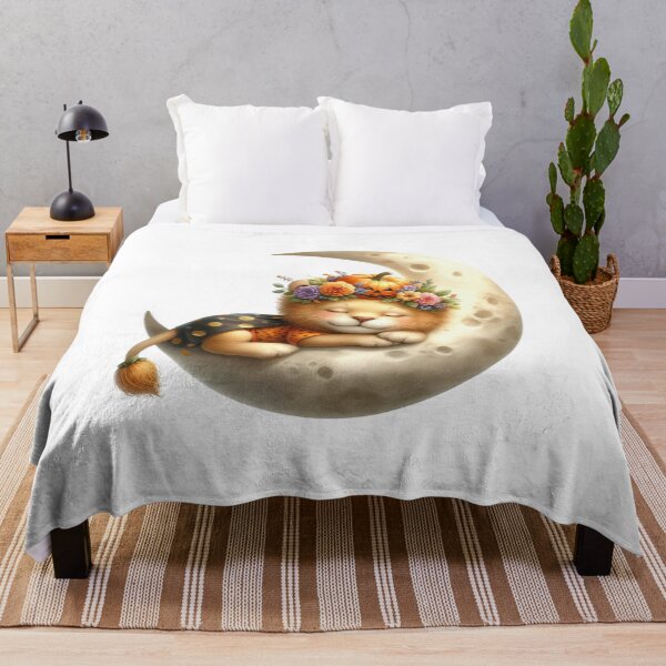 Item preview, Cute Halloween Cat Sleeping On Moon With Pumpkin Flower Crown designed and sold by Merchrise.