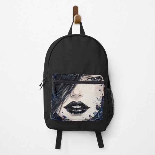 Item preview, Blue Rose Goth Anime Girl - Dark Aesthetic Watercolor Portrait designed and sold by MAISON SYLVIE.