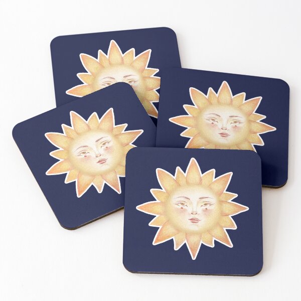 Item preview, Celestial Sun Art – Gold Vintage Sun Face on Navy Blue designed and sold by simh.