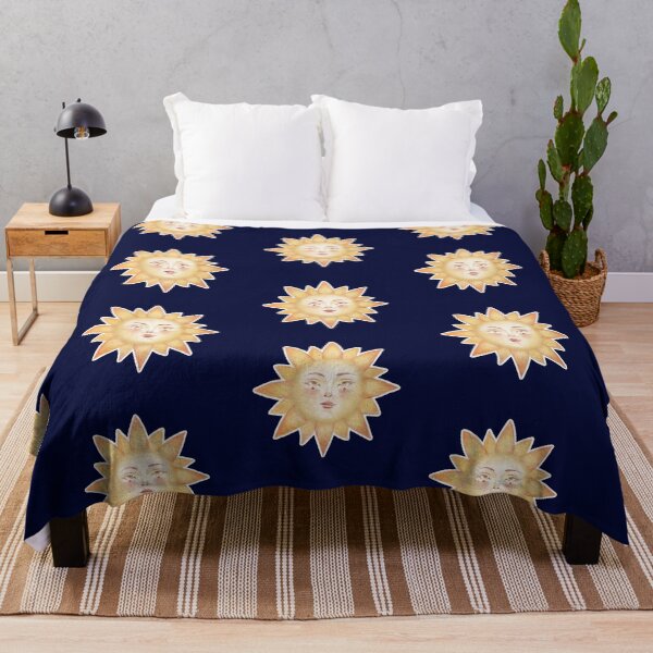 Item preview, Celestial Sun Art – Gold Vintage Sun Face on Navy Blue designed and sold by simh.