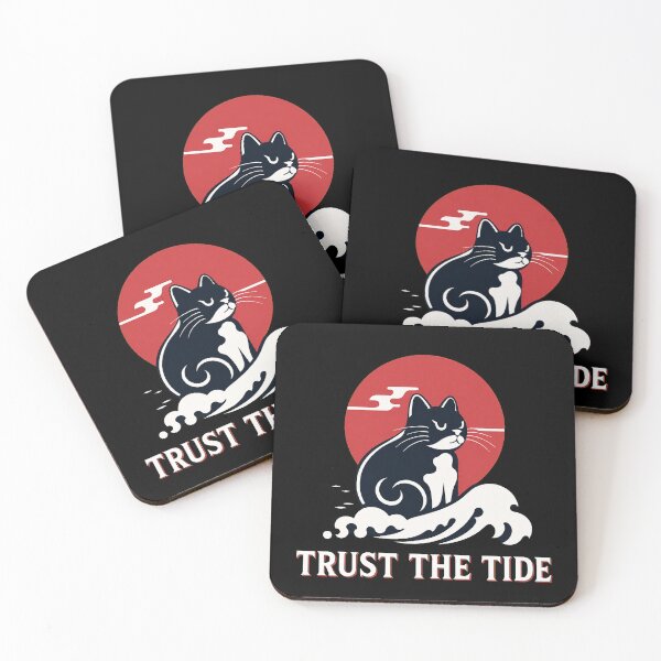 Item preview, Trust the Tide – Japanese Cat and Ocean Wave designed and sold by Mavriboy.