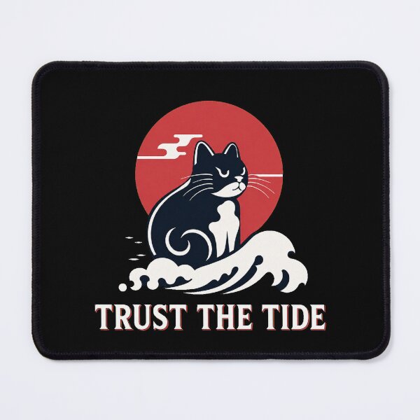 Item preview, Trust the Tide – Japanese Cat and Ocean Wave designed and sold by Mavriboy.