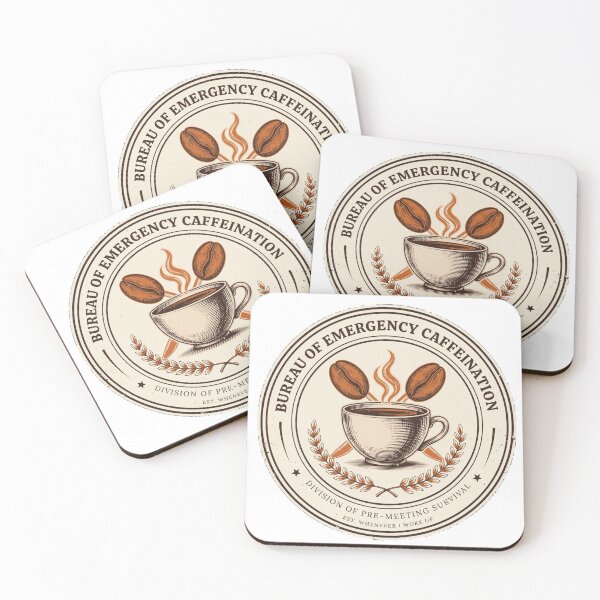 Item preview, Bureau of Emergency Caffeination - Funny Coffee Lover Badge designed and sold by HeeShirt.