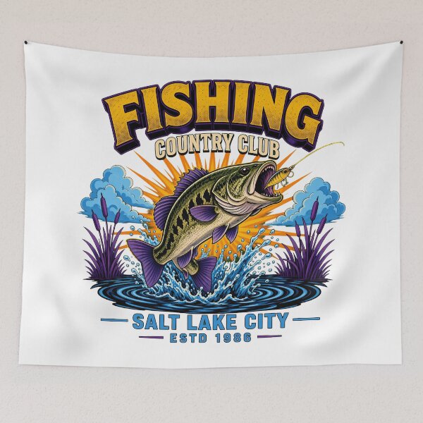 Item preview, Fishing Country Club Bass Leap Graphic designed and sold by TshirtsOnline-.