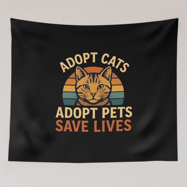 Item preview, Adopt Cats Adopt Pets Save Lives Animal Rescue Retro Tabby Cat Sunset designed and sold by Photo-Sphere101.