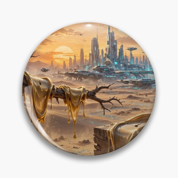 Item preview, Surreal Melting Clock Future Desert Cityscape designed and sold by Surviving Monday Club.