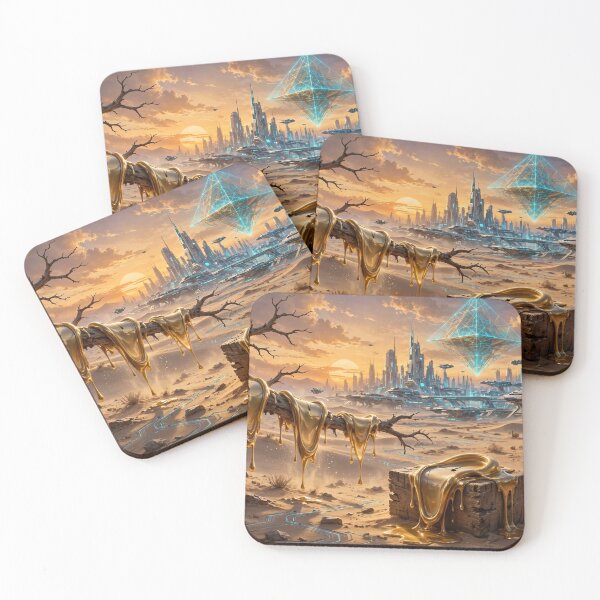 Item preview, Surreal Melting Clock Future Desert Cityscape designed and sold by Surviving Monday Club.