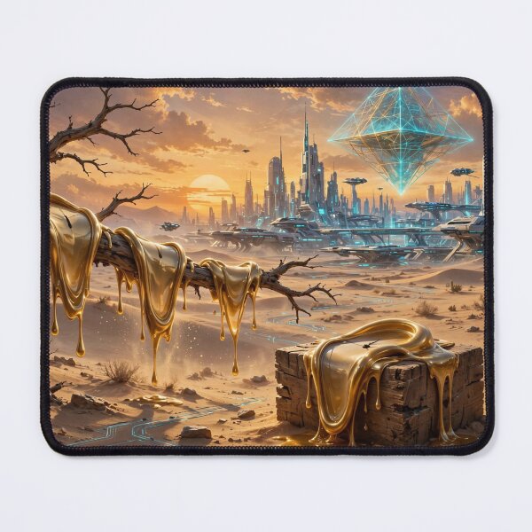 Item preview, Surreal Melting Clock Future Desert Cityscape designed and sold by Surviving Monday Club.