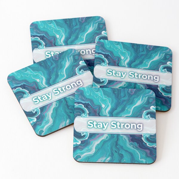 Item preview, Be Strong Motivational Quote Abstract Ocean Waves Teal Blue Marble Art designed and sold by DreamyWallVibes.