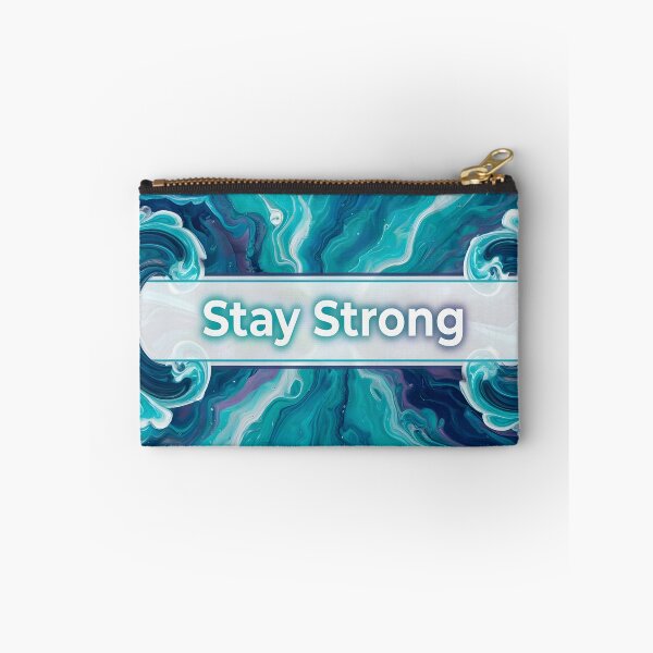 Item preview, Be Strong Motivational Quote Abstract Ocean Waves Teal Blue Marble Art designed and sold by DreamyWallVibes.