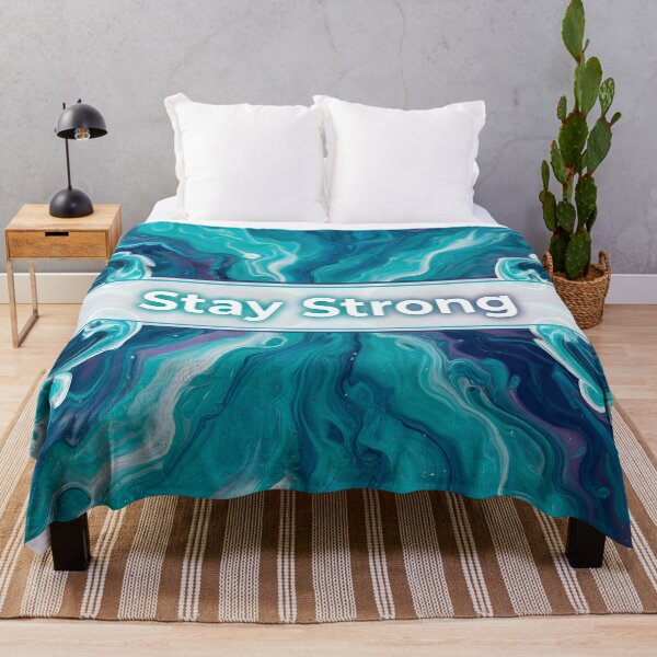 Item preview, Be Strong Motivational Quote Abstract Ocean Waves Teal Blue Marble Art designed and sold by DreamyWallVibes.