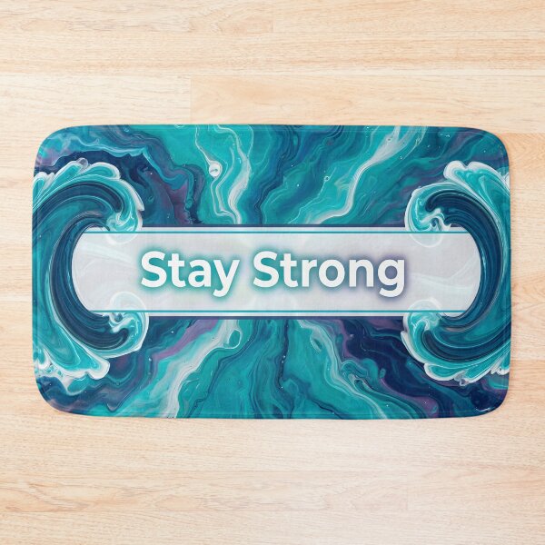 Item preview, Be Strong Motivational Quote Abstract Ocean Waves Teal Blue Marble Art designed and sold by DreamyWallVibes.