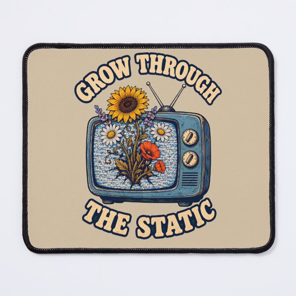 Item preview, Grow Through the Static – Retro TV Floral Growth Design designed and sold by VioVibe.