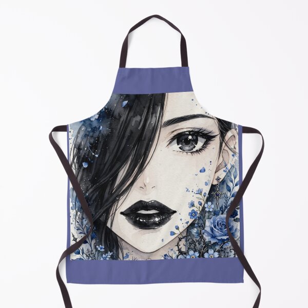 Item preview, Blue Floral Goth Anime Girl - Light Blue Rose Watercolor Portrait designed and sold by MAISON SYLVIE.