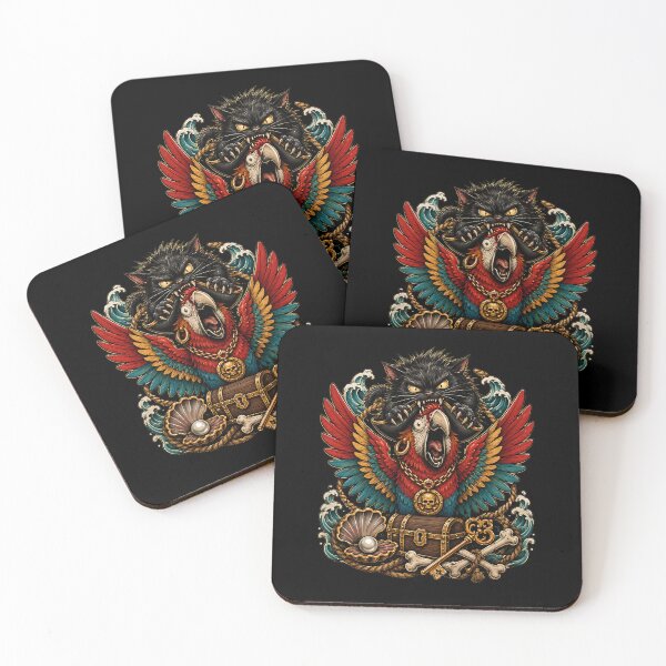 Item preview, Pirate Parrot Black Cat Nautical Fantasy designed and sold by JasKei-Designs.