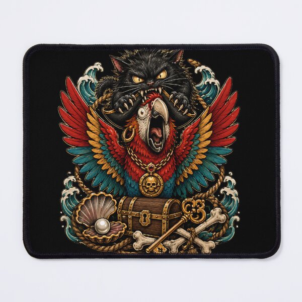 Item preview, Pirate Parrot Black Cat Nautical Fantasy designed and sold by JasKei-Designs.