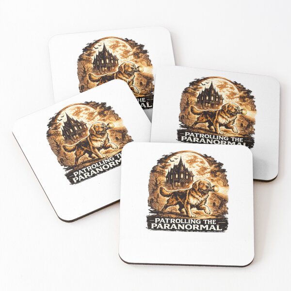 Item preview, Patrolling The Paranormal Golden Retriever Halloween Haunted House designed and sold by KnrNazimTHRE4DS.