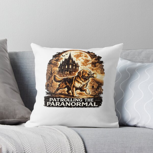 Item preview, Patrolling The Paranormal Golden Retriever Halloween Haunted House designed and sold by KnrNazimTHRE4DS.