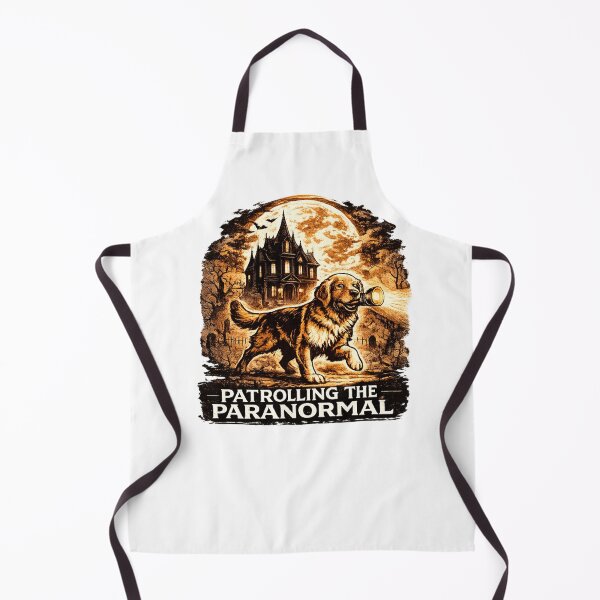 Item preview, Patrolling The Paranormal Golden Retriever Halloween Haunted House designed and sold by KnrNazimTHRE4DS.