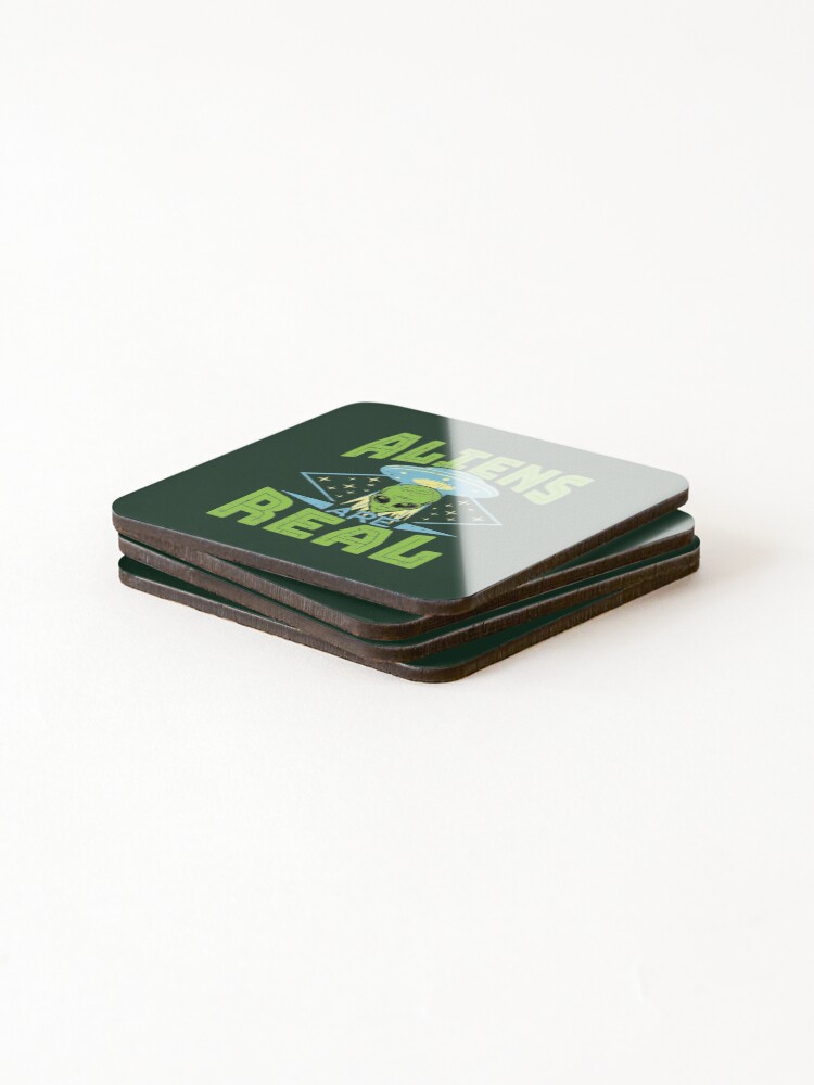 Alternate view of Aliens Are Real UFO Flying Saucer Extraterrestrial Coasters (Set of 4)