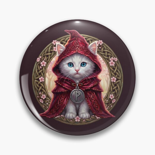Item preview, Vernal Light Herald - Celtic Folklore White Cat in Spring - Crimson Blossom Edition designed and sold by Englandbear.