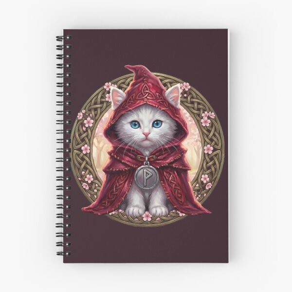 Item preview, Vernal Light Herald - Celtic Folklore White Cat in Spring - Crimson Blossom Edition designed and sold by Englandbear.