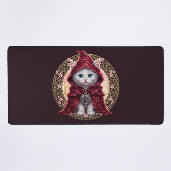 Item preview, Vernal Light Herald - Celtic Folklore White Cat in Spring - Crimson Blossom Edition designed and sold by Englandbear.