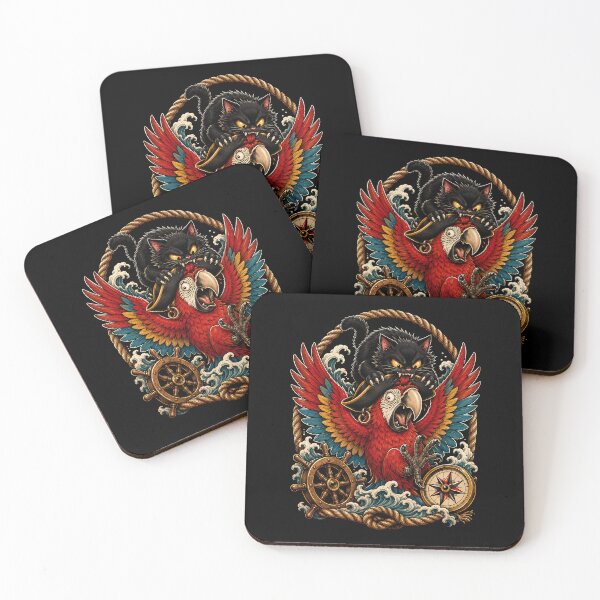 Item preview, Pirate Cat and Parrot Nautical Adventure designed and sold by JasKei-Designs.