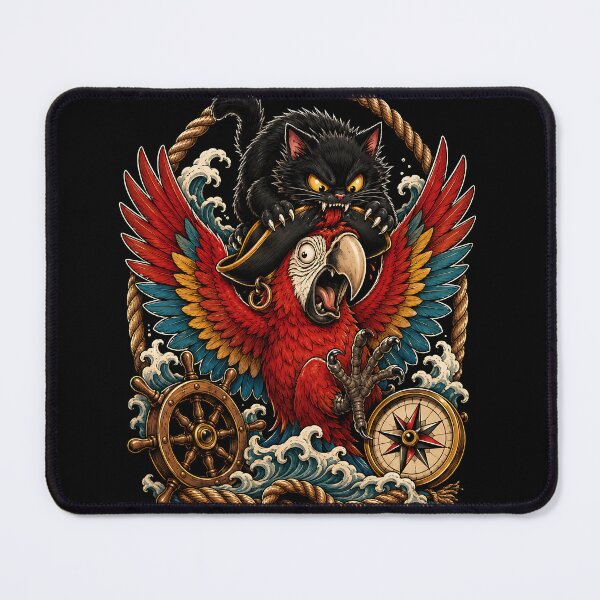 Item preview, Pirate Cat and Parrot Nautical Adventure designed and sold by JasKei-Designs.