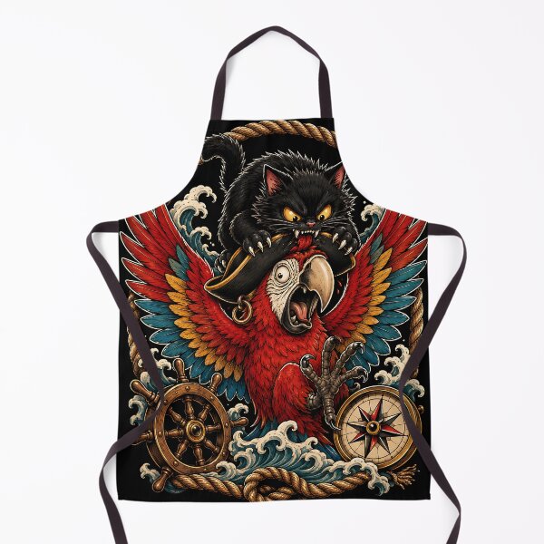 Item preview, Pirate Cat and Parrot Nautical Adventure designed and sold by JasKei-Designs.