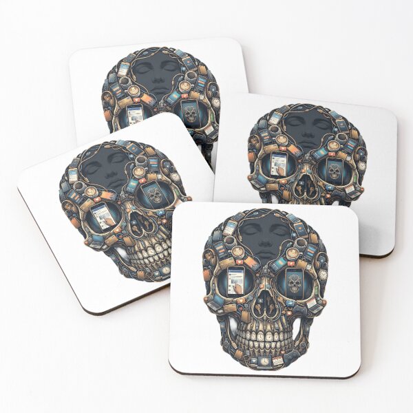 Item preview, Cyber Junkie Skull - Digital Overload Art Print designed and sold by Soul Cipher.