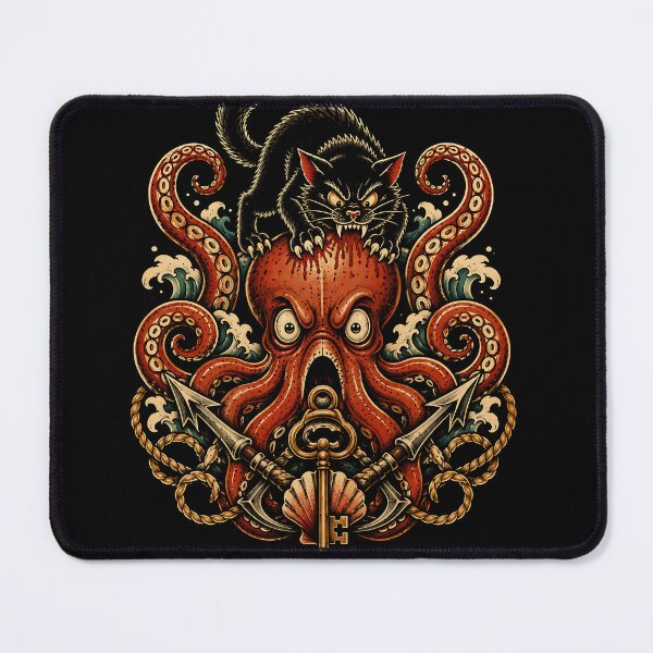 Item preview, Black Cat Octopus Pirate Fantasy designed and sold by JasKei-Designs.