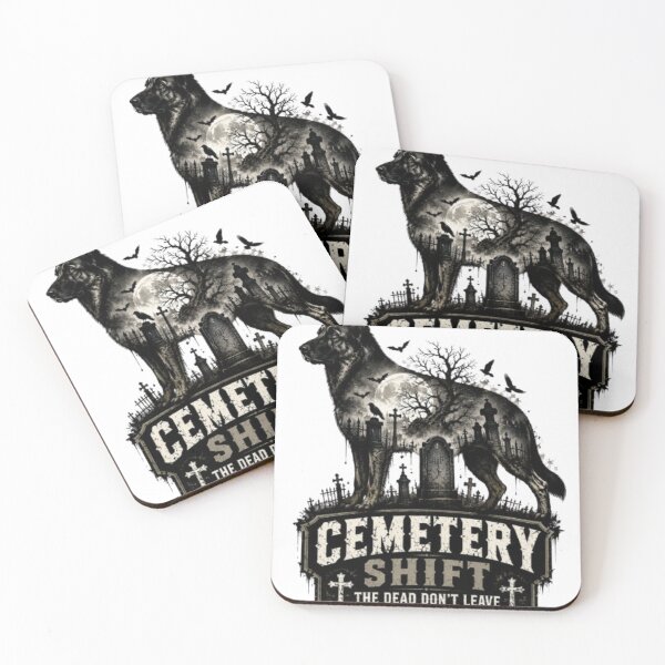Item preview, Cemetery Shift The Dead Don't Leave German Shepherd Halloween Graveyard designed and sold by KnrNazimTHRE4DS.