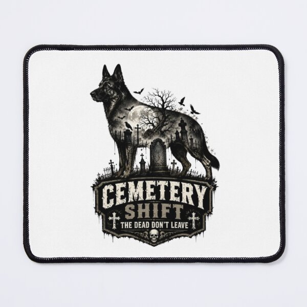 Item preview, Cemetery Shift The Dead Don't Leave German Shepherd Halloween Graveyard designed and sold by KnrNazimTHRE4DS.