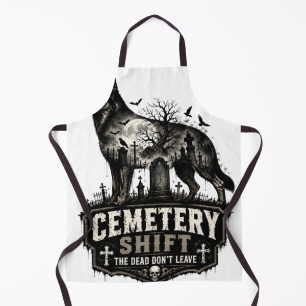 Item preview, Cemetery Shift The Dead Don't Leave German Shepherd Halloween Graveyard designed and sold by KnrNazimTHRE4DS.