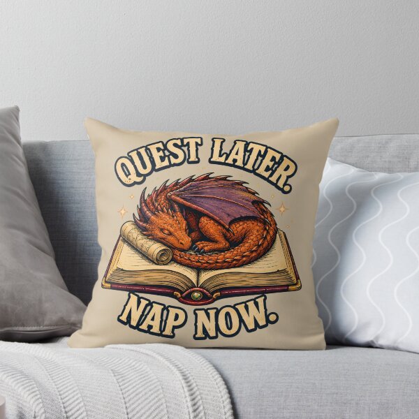 Item preview, Quest Later, Nap Now – Sleeping Dragon Fantasy Book Design designed and sold by VioVibe.
