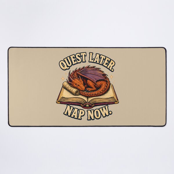 Item preview, Quest Later, Nap Now – Sleeping Dragon Fantasy Book Design designed and sold by VioVibe.