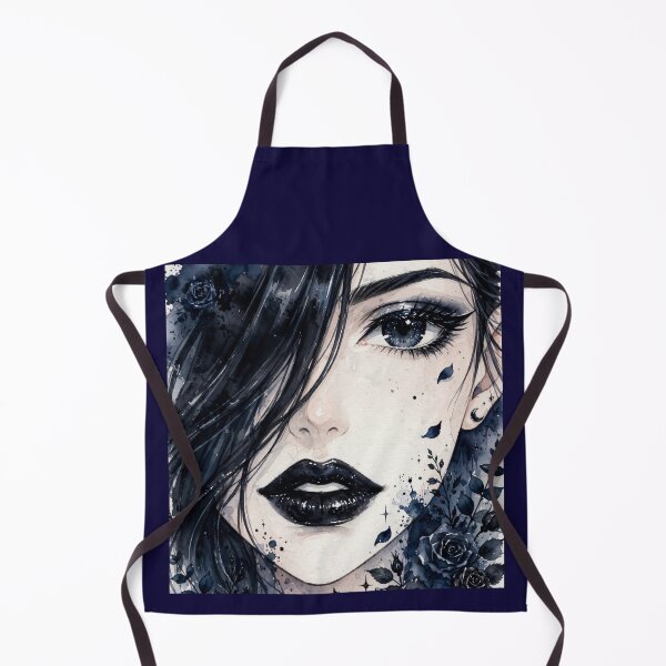 Item preview, Dark Blue Goth Anime Girl - Navy Rose Watercolor Portrait designed and sold by MAISON SYLVIE.
