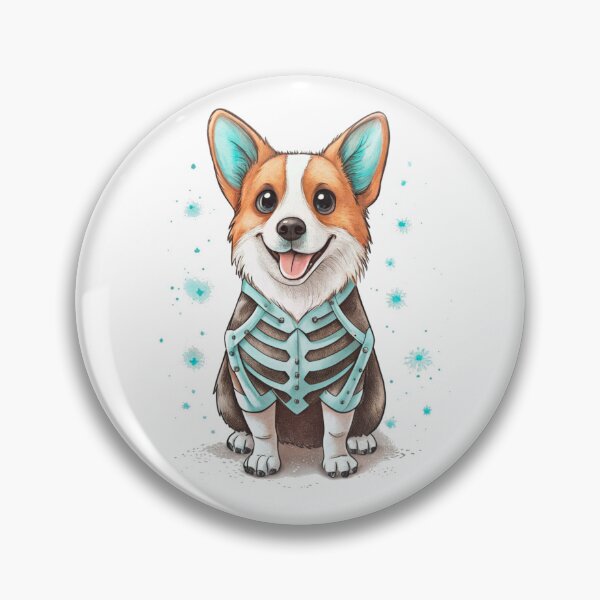 Item preview, Teal Skeleton Corgi Spooky Bones Halloween Dog designed and sold by iPrintPaws.