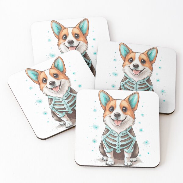 Item preview, Teal Skeleton Corgi Spooky Bones Halloween Dog designed and sold by iPrintPaws.