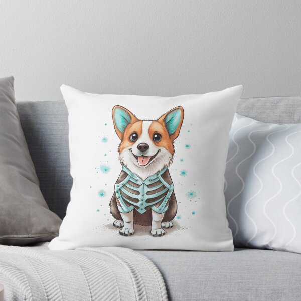 Item preview, Teal Skeleton Corgi Spooky Bones Halloween Dog designed and sold by iPrintPaws.