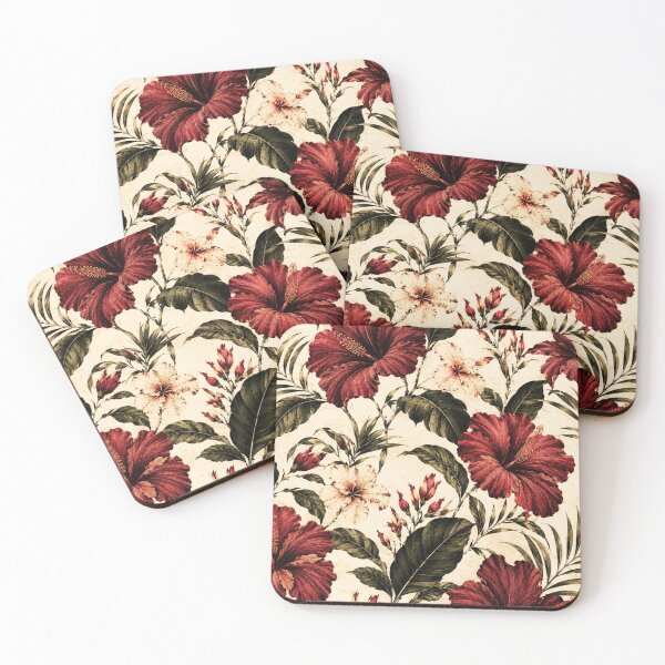Item preview, Vintage Tropical Hibiscus – Dark Red Botanical Floral Pattern Art Print – Luxury Wall Decor designed and sold by @SHINTOSARTSTORE.